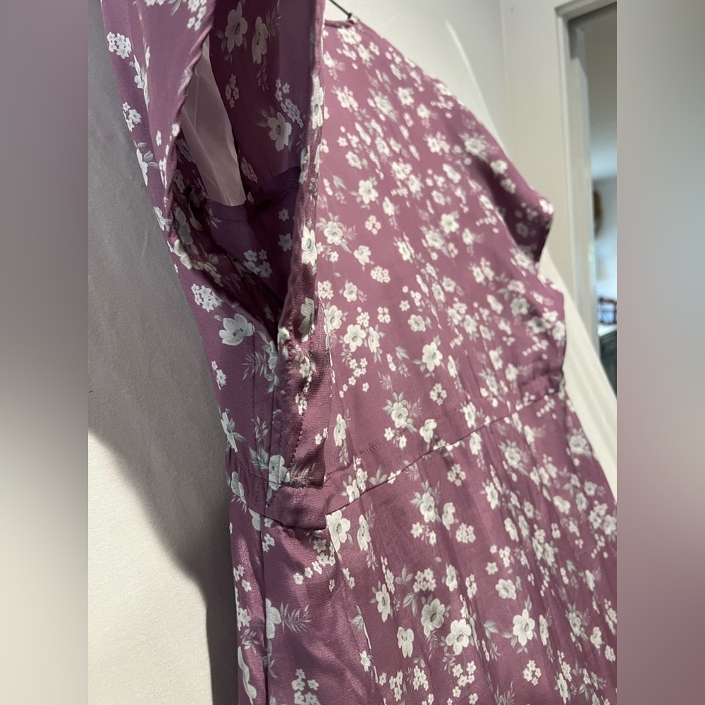 Reistor Bemberg Cupro Floral Prairie Maxi Dress Tie Waist Lined Large - Picture 8 of 9